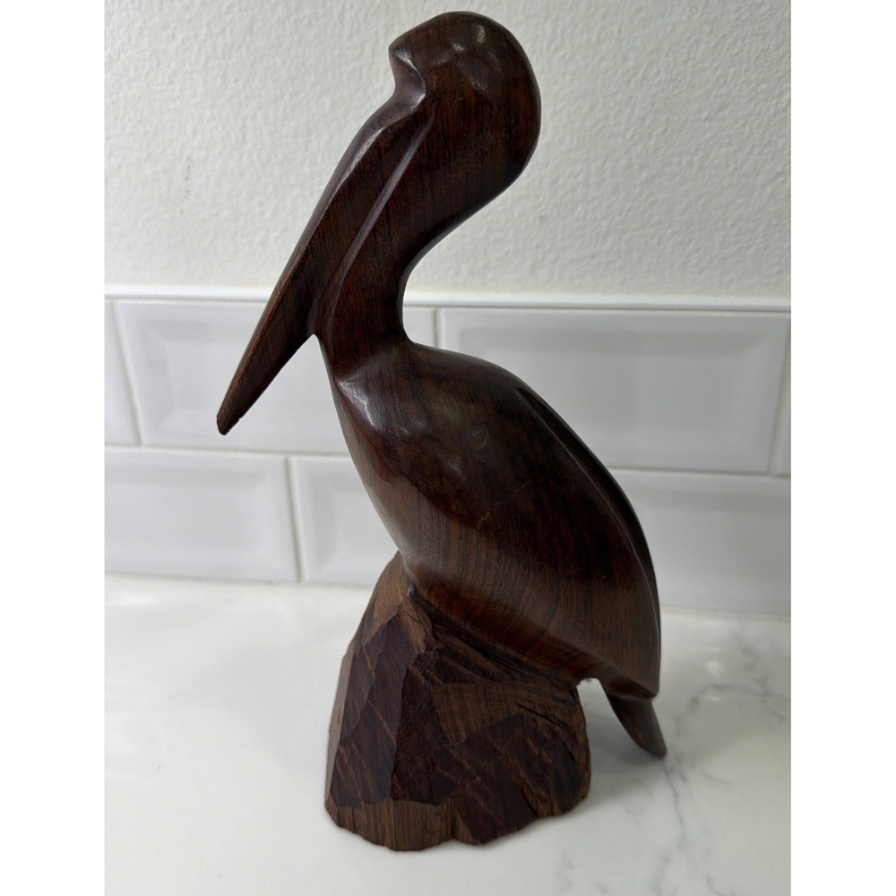 Vintage Handcarved Ironwood Pelican Sculpture /Statue, 10 inches Tall